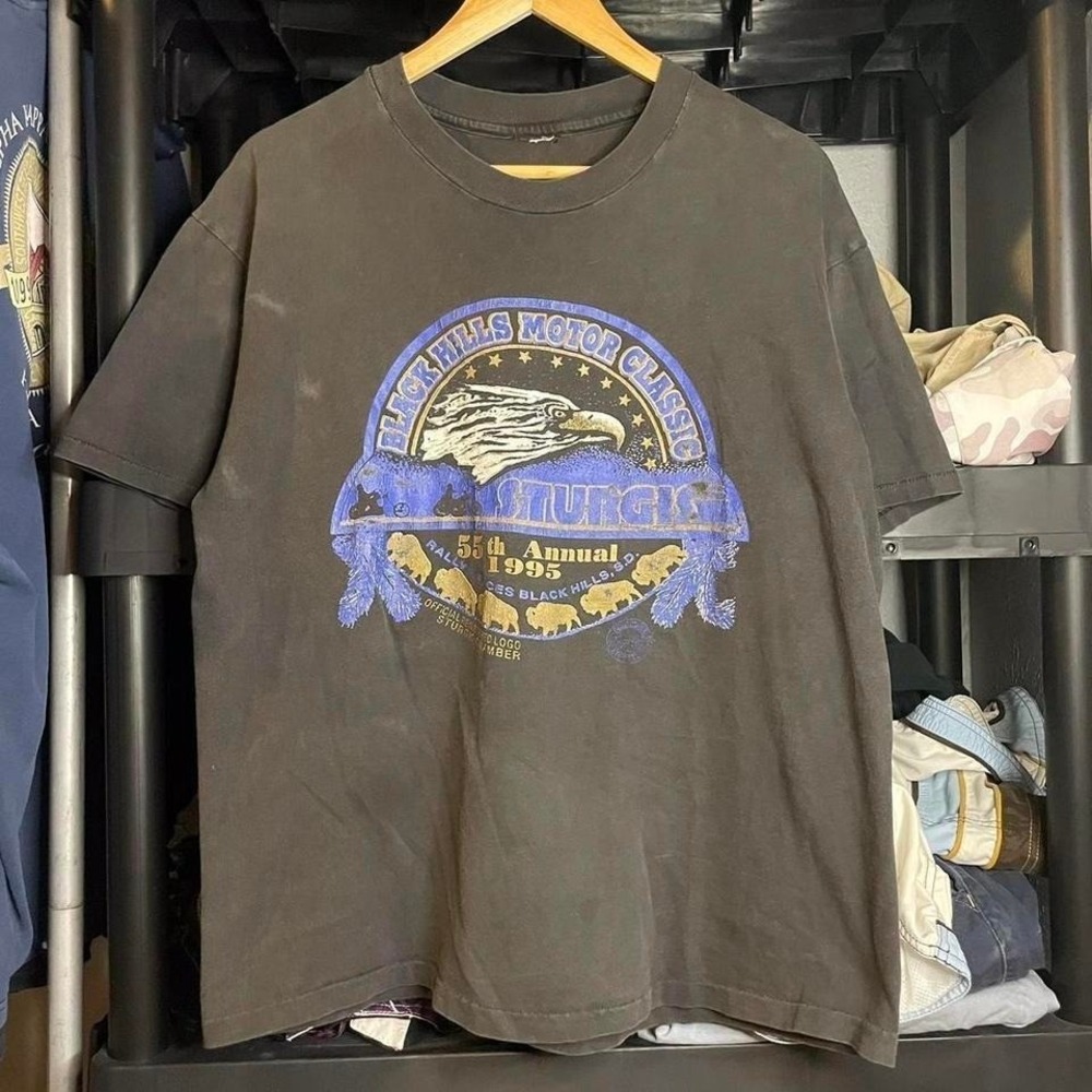 Vintage 90s smoked out faded motorcycle rally
